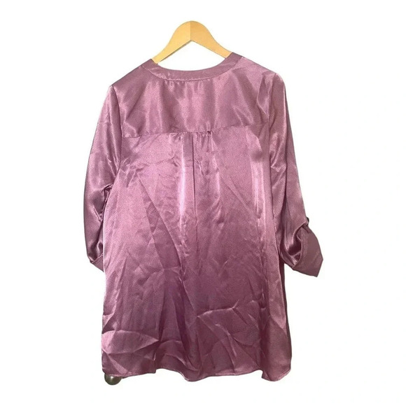 Dana Buchman Purple Satin Shirt Size 0X - Picture 2 of 6